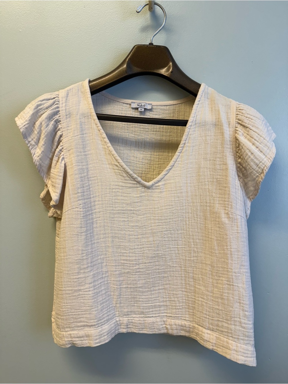 Rails Lela top flutter sleeve top XS flax 100% cotton